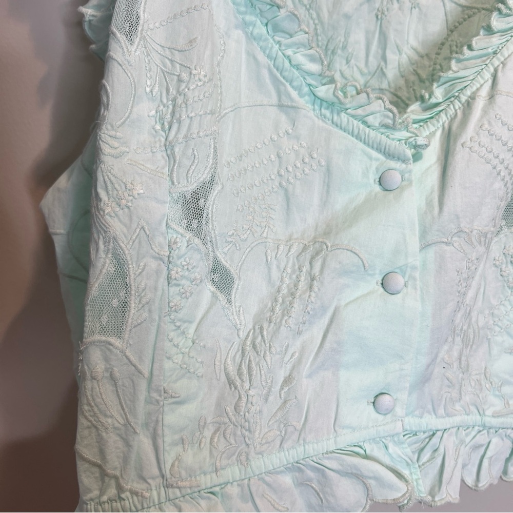Free People All The Ways Eyelets Lace Embroidered Ruffles Cute Top XL - Picture 5 of 7